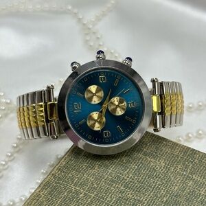 Two-Tone Blue Dial Chronograph Watch